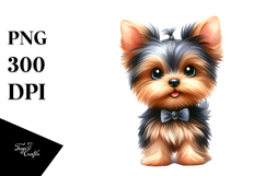 Cute Yorkshire Terrier Dog with Big Eyes, PNG Product Image 1