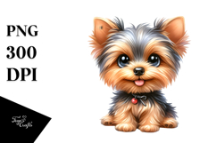 Cute Yorkshire Terrier Dog with Big Eyes, PNG Product Image 1