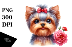 Cute Yorkshire Terrier Dog with Big Eyes, PNG Product Image 1