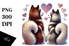 Siberian Husky Uniting Tails into Heart PNG Product Image 1
