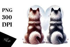 Siberian Husky Uniting Tails into Heart PNG Product Image 1