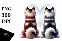 Siberian Husky Uniting Tails into Heart PNG Product Image 1