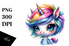 Cute Unicorn Cool Haircut PNG Product Image 1