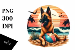 Watercolor Malinois Surf Ball Sunset | Clipart Product Image 3