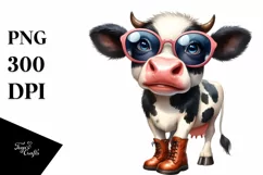 Cow Sunglasses Boots Watercolor Clipart Product Image 3