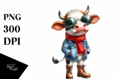 Cow Sunglasses Boots Watercolor Clipart Product Image 3