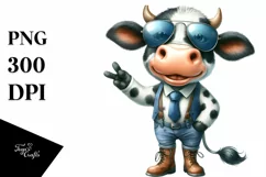 Cow Sunglasses Boots Watercolor Clipart Product Image 3