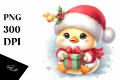 Cute Baby Duck with Santa Hat PNG Product Image 1
