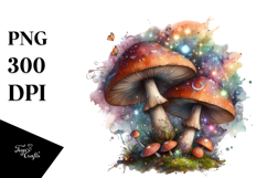 Glossy Mystical Celestial Mushroom Watercolor Splash PNG Product Image 1