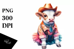 Colorful Cow in Swing Dancer Attire PNG Product Image 1