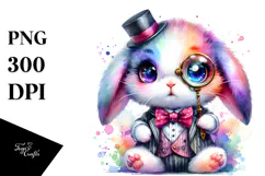 Vibrant Baby Bunny with Monocle, PNG Product Image 1