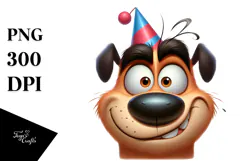 Goofy Dog with Party Hat PNG Product Image 1