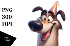 Goofy Dog with Party Hat PNG Product Image 1