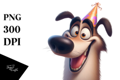 Goofy Dog with Party Hat PNG Product Image 1