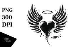 Simple Paintbrush Style Heart with Wings PNG Product Image 1