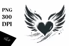 Simple Paintbrush Style Heart with Wings PNG Product Image 1