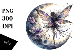 Gothic Fairy on Moon PNG Product Image 1