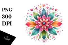 Colorful Simple Flower with Heart Petals PNG Product Image 1