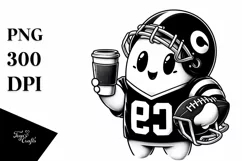 Ghost with Football Helmet Holding Coffee PNG Product Image 3