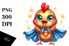Cute Chicken Superhero, Transparent PNG Product Image 1