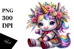 Colorful Unicorn in Folk Dancer&#039;s Costume PNG Product Image 3