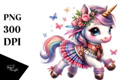Colorful Unicorn in Folk Dancer&#039;s Costume PNG Product Image 1