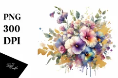 Vibrant Sweet Pea Bouquet with Gold Foil Product Image 1