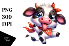 Playful Cow with Bandana, Transparent PNG Product Image 1