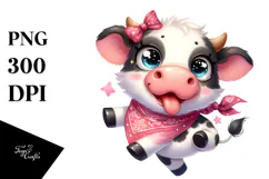 Playful Cow with Bandana, Transparent PNG Product Image 1