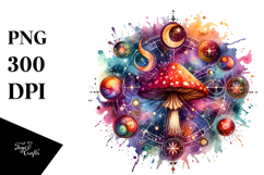 Vibrant Magical Celestial Mushroom with Tarot, PNG Product Image 1