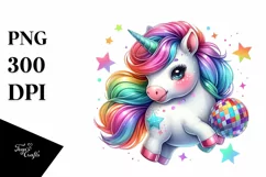 Colorful Baby Unicorn in Disco, PNG Product Image 3