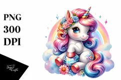 Colorful Unicorn in Disco PNG Product Image 1