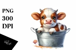 Watercolor Highland Cow Bucket Sticker | Sublimation | Product Image 3