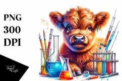 Colorful Baby Highland Cow with Beaker and Test Tubes Product Image 3