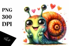 Funny Snail Portrait with Love Sign | Clipart Product Image 1