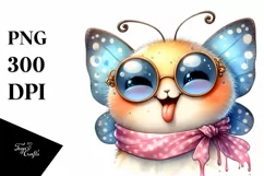 Butterfly Portrait with Tounge Out Clipart Product Image 1