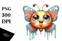 Funny Cute Butterfly Portrait | Watercolor Clipart Product Image 3
