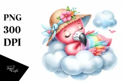 Cute Baby Flamingo Sleeping on the Cloud Product Image 4
