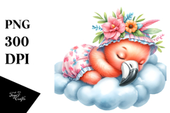 Cute Baby Flamingo Sleeping on the Cloud Product Image 1