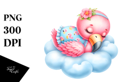 Cute Baby Flamingo Sleeping on the Cloud Product Image 1