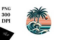 Retro Tropical Tree Waves, Clipart PNG Product Image 1