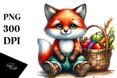 Baby Fox with Vegetables | Sublimation | Clipart Product Image 3