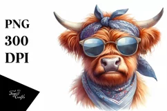 Cow Fancy Sunglasses Cow Portrait | Clipart Product Image 3