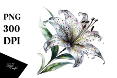 Lily with Metallic Insertions, Watercolor PNG Product Image 1