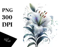 Lily with Metallic Insertions, Watercolor PNG Product Image 1