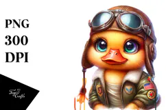 Vibrant Baby Duck with Aviator Suit PNG Product Image 1