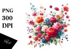 Colorful Baby Pig with Red Flowers, PNG Product Image 1