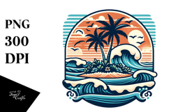 Vintage Tropical Island Waves, 20 oz Tumbler Product Image 1