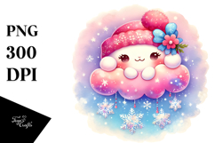 Vintage Cloud with Snowflakes PNG Product Image 1