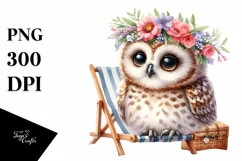 Young Owl with Flowers Beach Chair Product Image 1